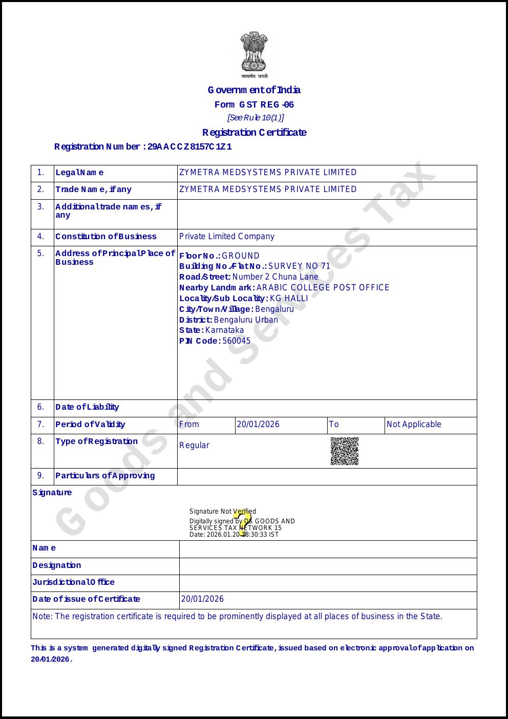 GST Registration Certificate thumbnail